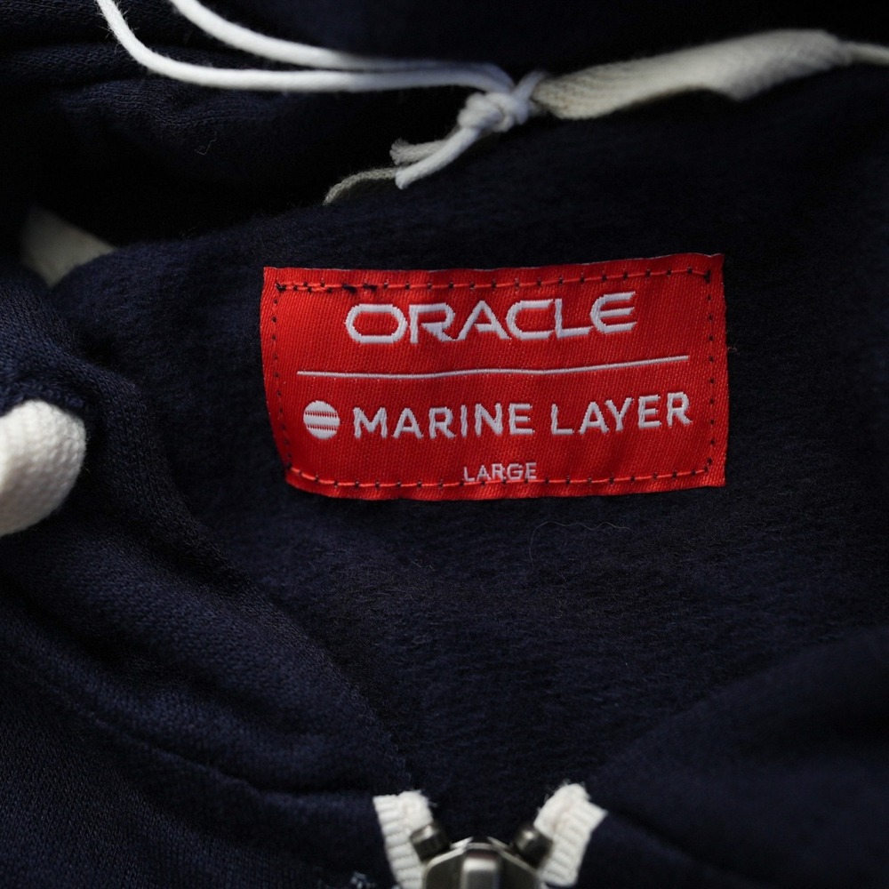 Oracle Hoodie Men Marine Layer Dark Blue Full Zip Fleece Cloud World 22 Large - Picture 7 of 15